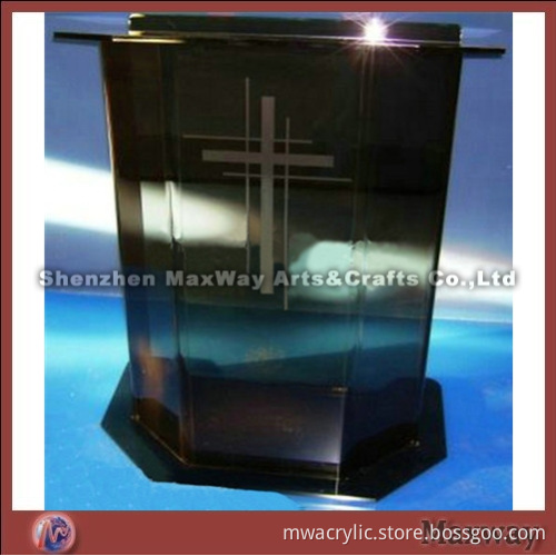 Brown Freestanding Plexiglass Pulpit Rostrum